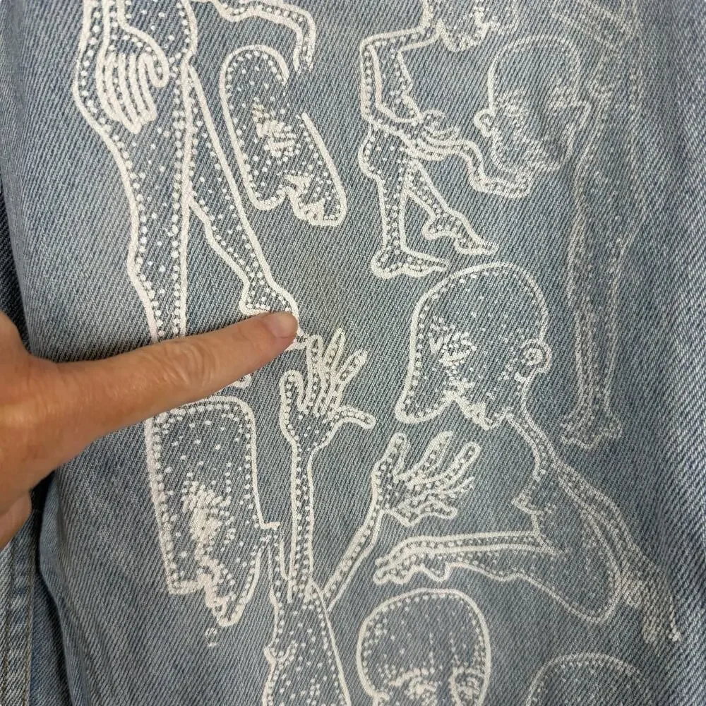 Aeropostale Jeans Womens 10 90's Baggy Light Wash Blue Denim Custom Graphic - Picture 5 of 16